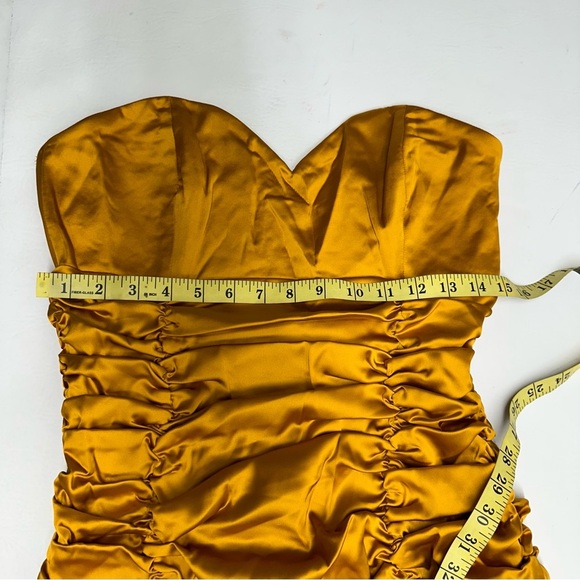 RUNAWAY Elegant Mustard  Strapless mini Dress size Large - Picture 5 of 7